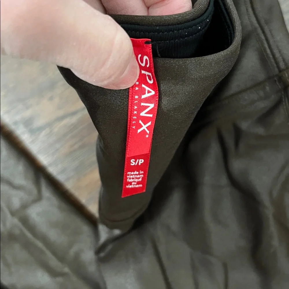 SPANX Faux Leather Brown Leggings - Picture 3 of 5